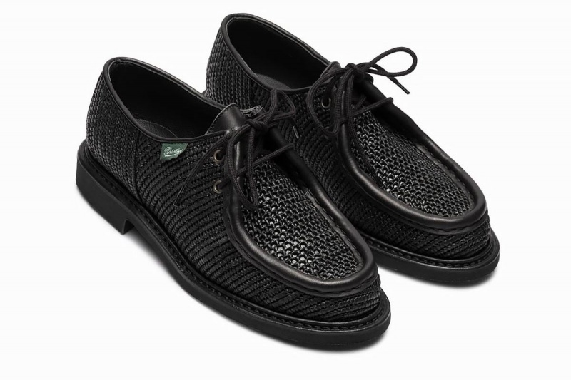 Black Paraboot Michael Raphia Men's Derby Shoes | JXO185DG