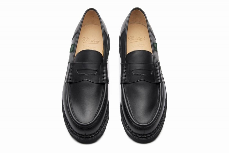 Black Paraboot Reims Men's Loafers | EUB2265RO