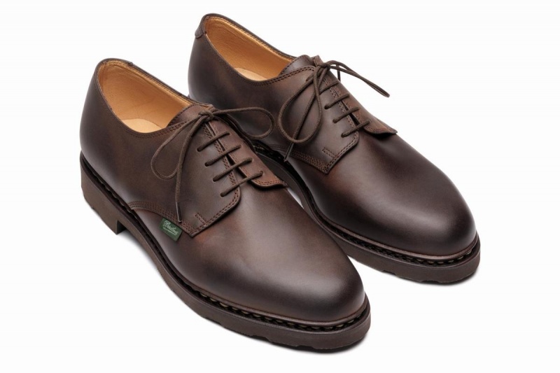 Dark Brown Paraboot Arles Men's Derby Shoes | IZT7125SF