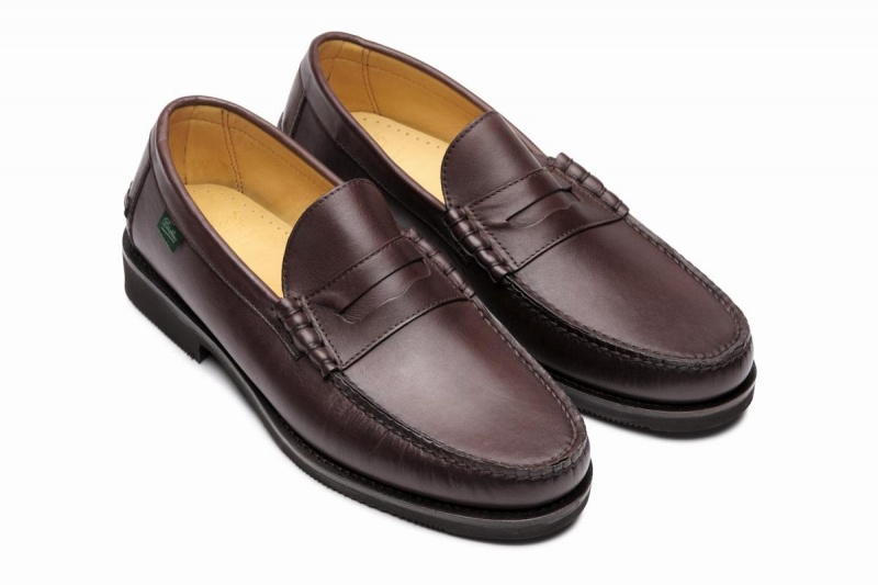 Dark Brown Paraboot Brighton Men's Loafers | XAQ3047JV