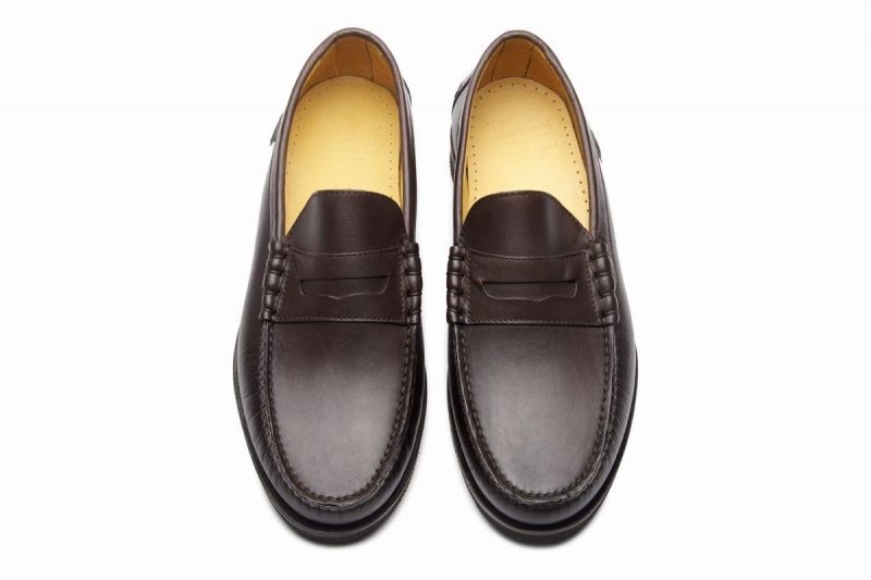 Dark Brown Paraboot Brighton Men's Loafers | XAQ3047JV